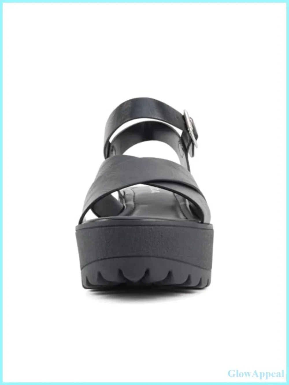 Soda Joey Women Open Toe Criss Cross Strap Mid Heel Platform Sandal